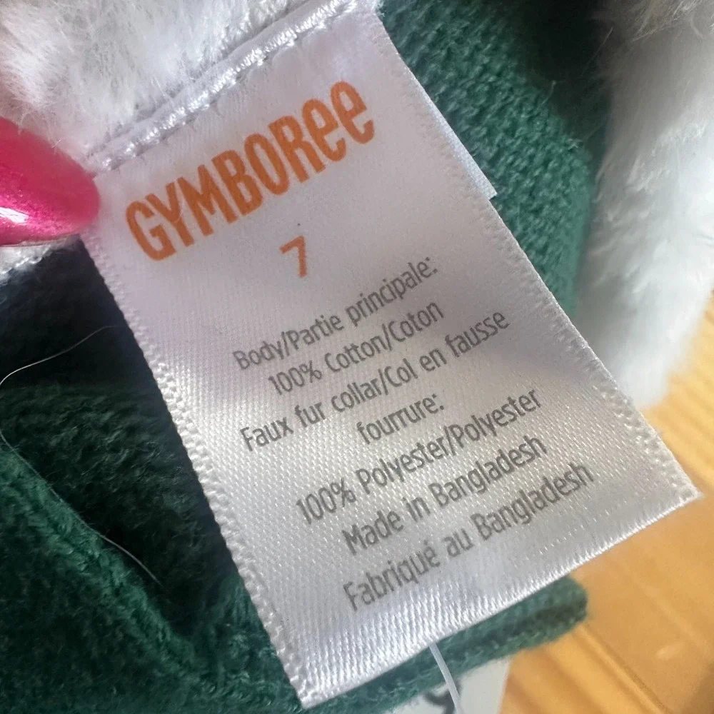 Gymboree sweater dress sz 7 fur Holiday Winter Fair isle Snowflake green
